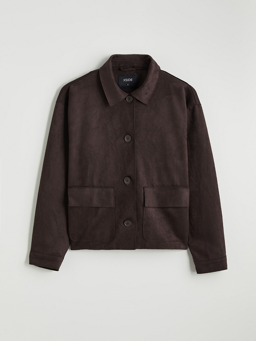 Kahverengi Süet Görünümlü Kadın Gömlek Ceket-4