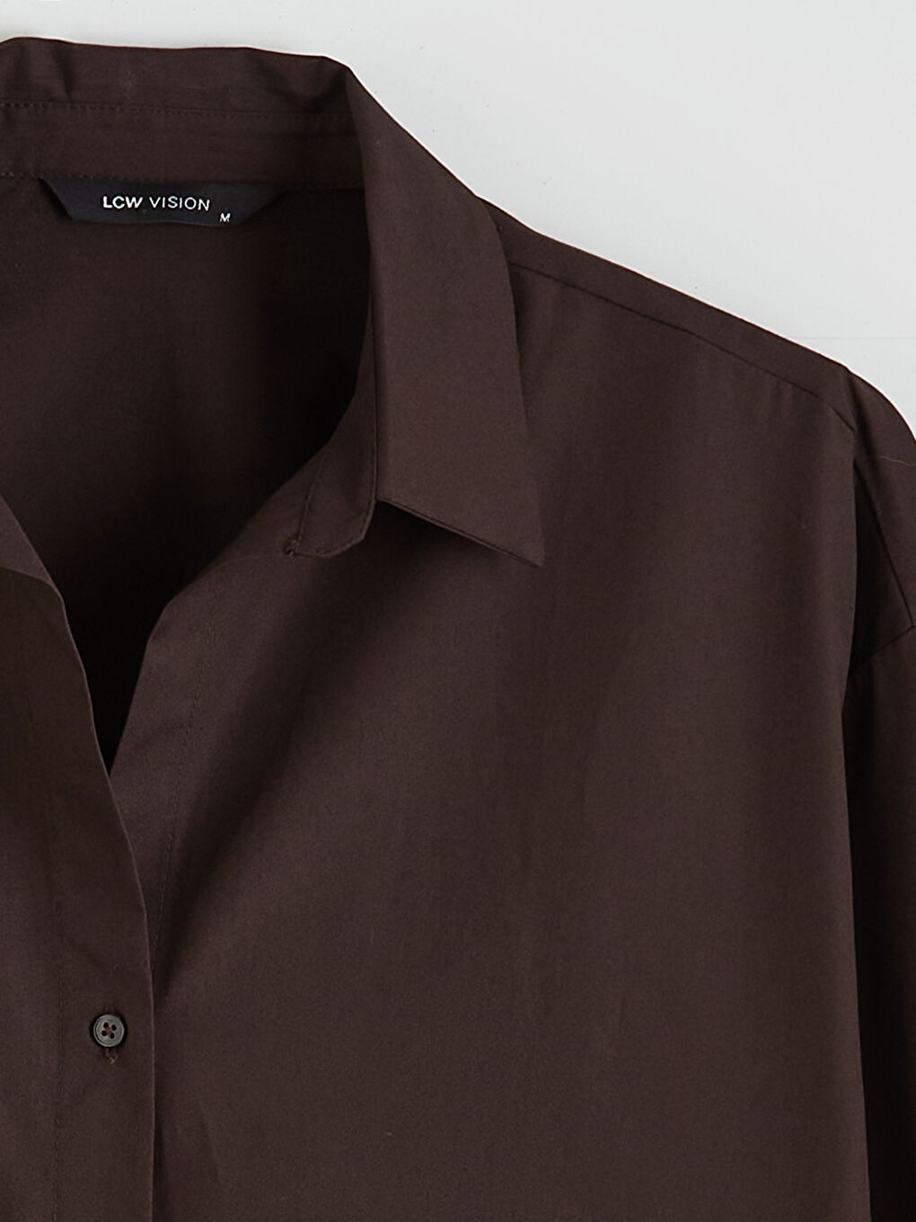 Kahverengi Poplin Kadın Gömlek-5