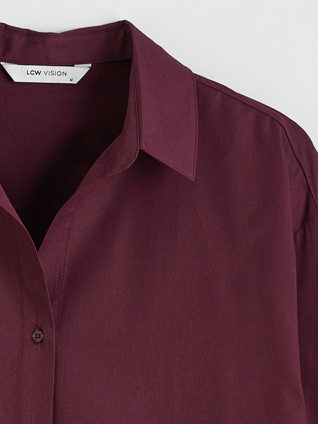 Mürdüm Poplin Kadın Gömlek-5