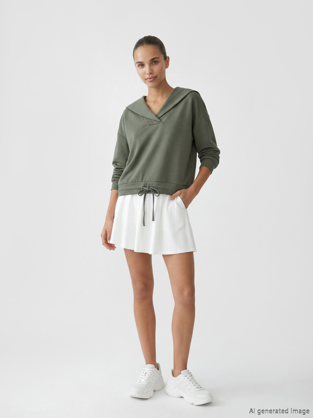 Polo Neck Oversize Women's Sweatshirt-1