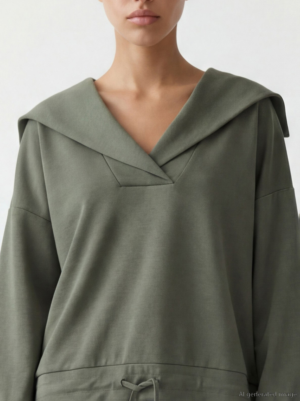 Polo Neck Oversize Women's Sweatshirt-2