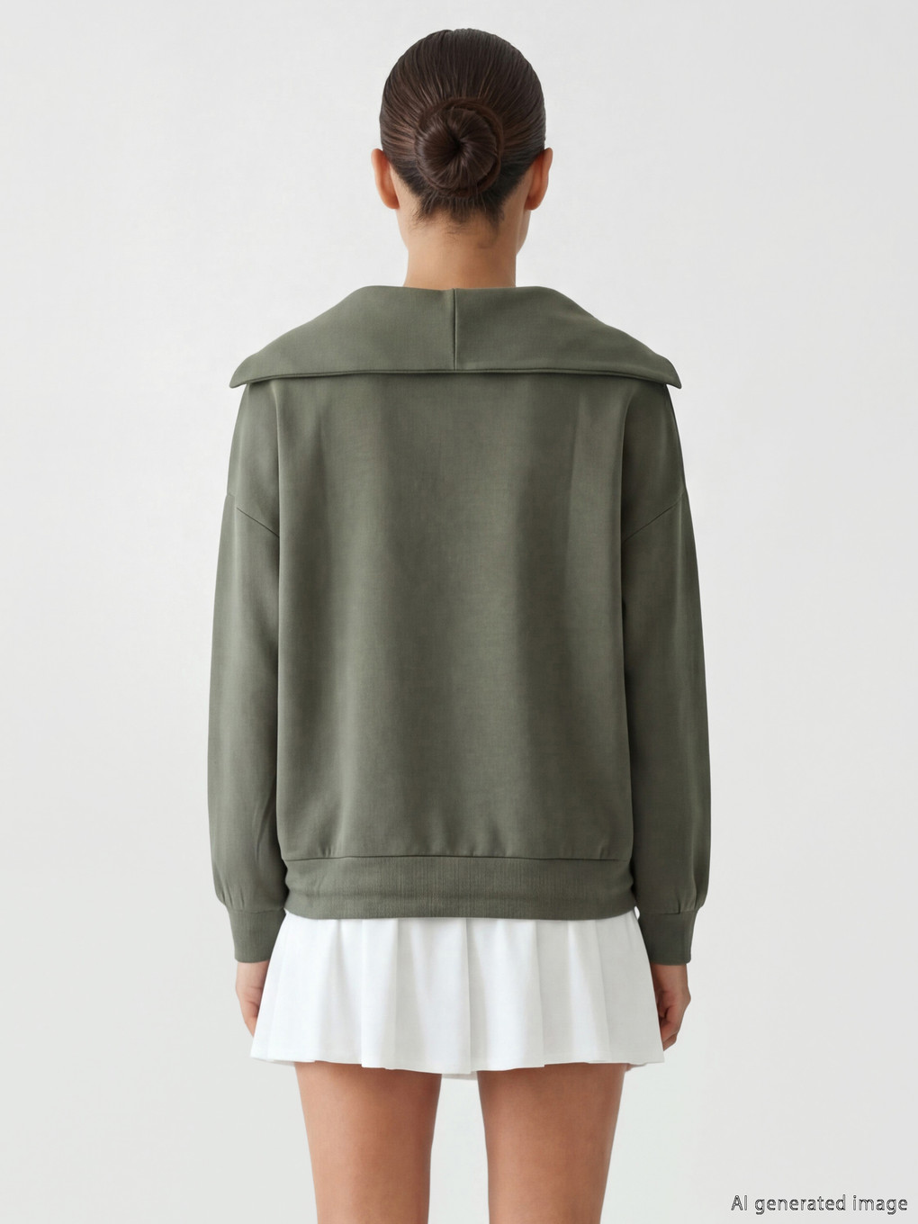 Polo Neck Oversize Women's Sweatshirt-3