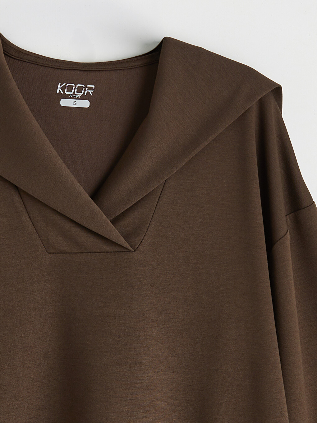 Kahverengi Polo Yaka Oversize Kadın Sweatshirt-6