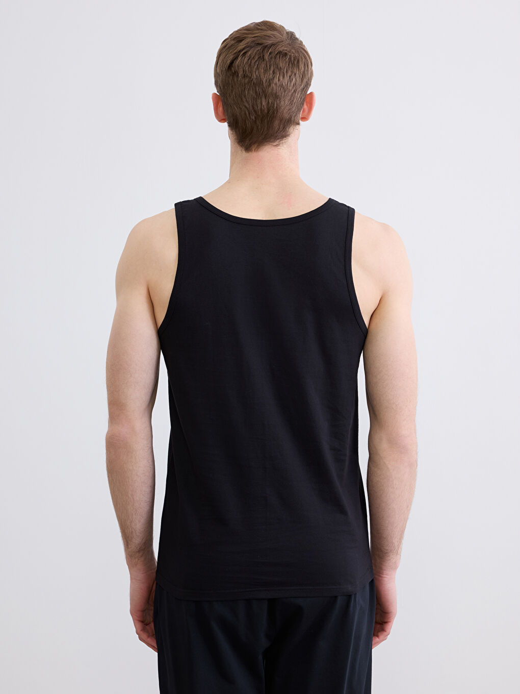 Siyah U Yaka Penye Erkek Atlet 2'li-6