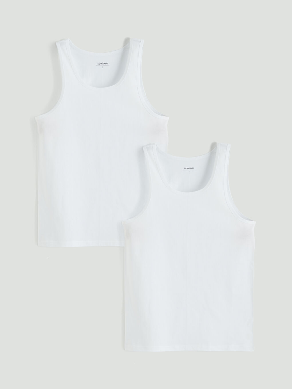 Beyaz U Yaka Penye Erkek Atlet