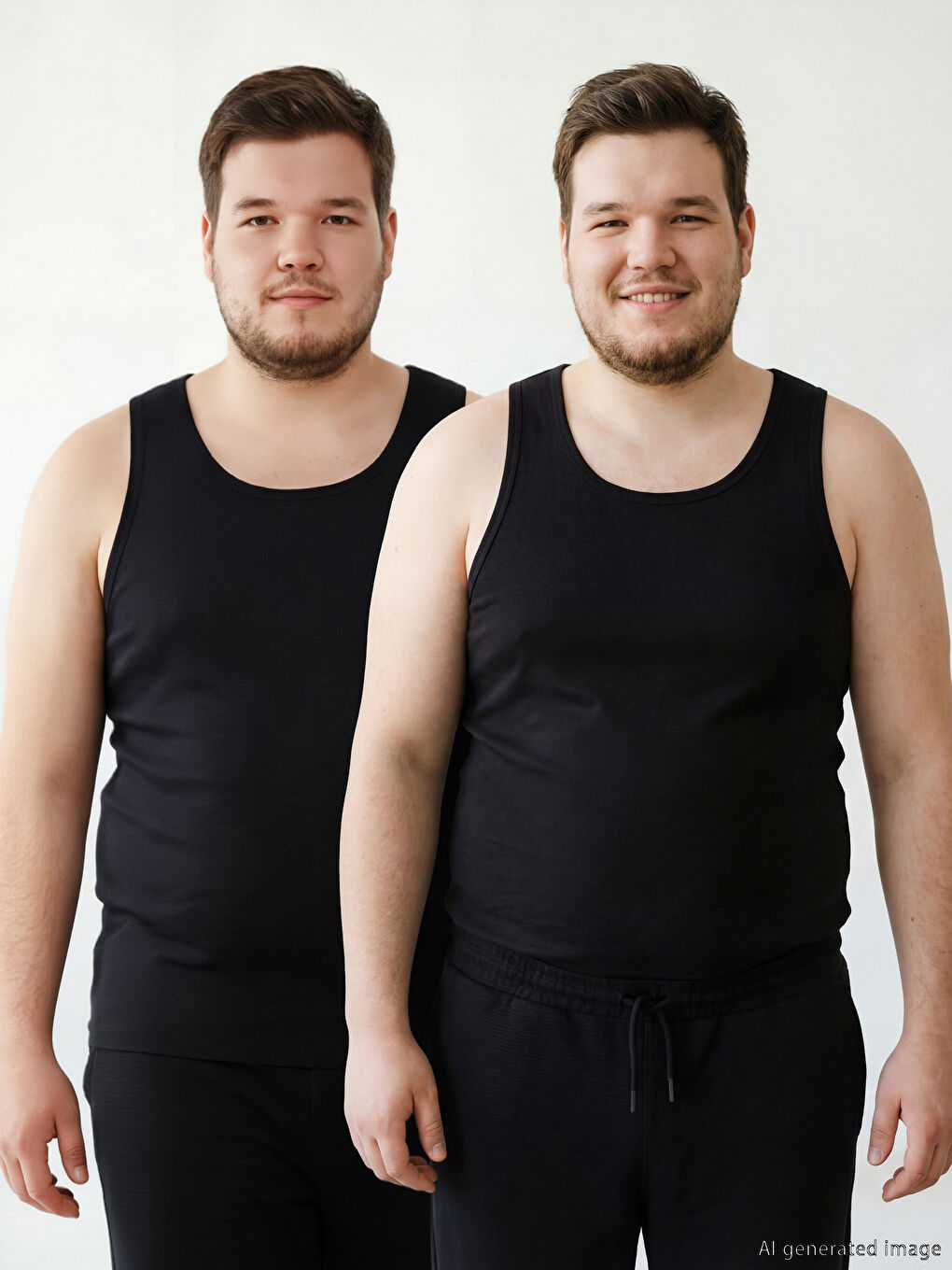 Siyah U Yaka Penye Erkek Atlet 2'li