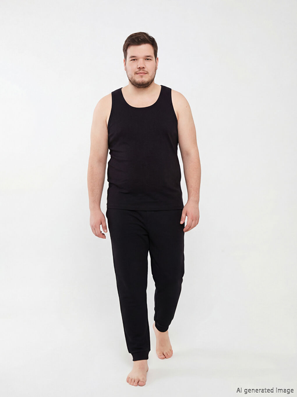 Siyah U Yaka Penye Erkek Atlet 2'li-1