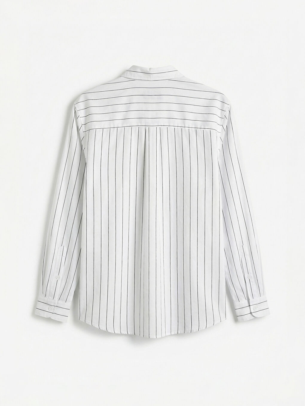 Beyaz Regular Fit Çizgili Oxford Erkek Gömlek-1