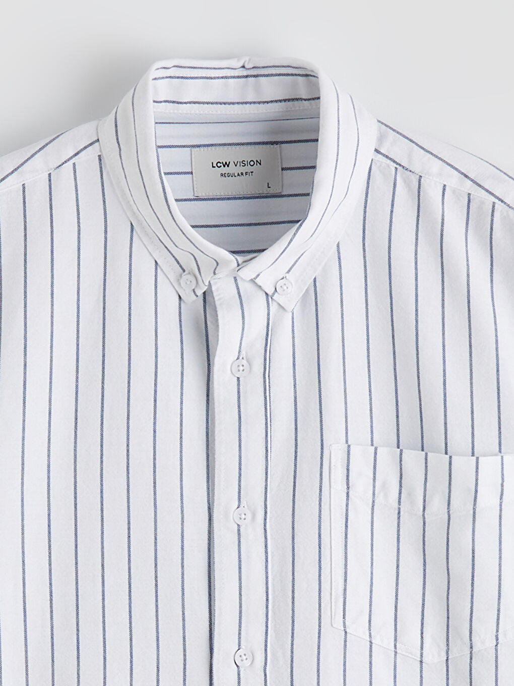 Ekru Regular Fit Çizgili Oxford Erkek Gömlek-1