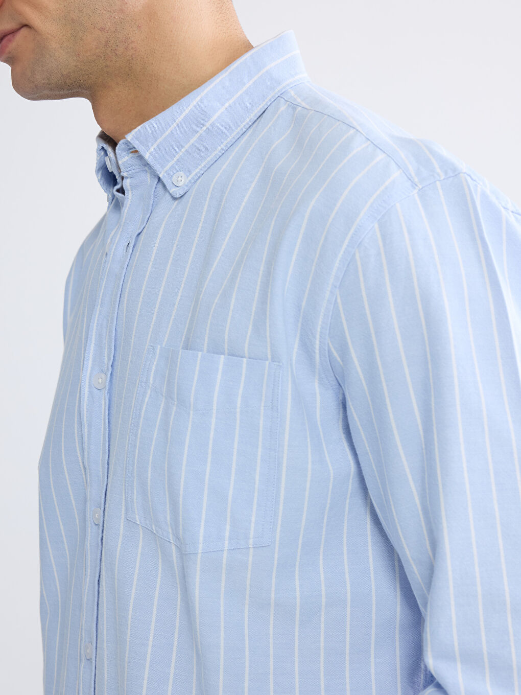 Mavi Regular Fit Çizgili Oxford Erkek Gömlek-2
