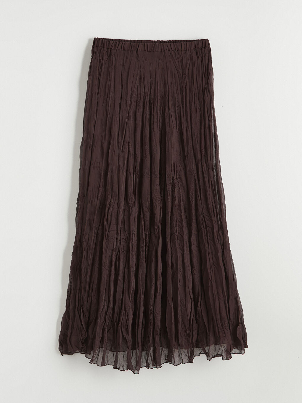 Kahverengi Beli Lastikli Şifon Etek	-4