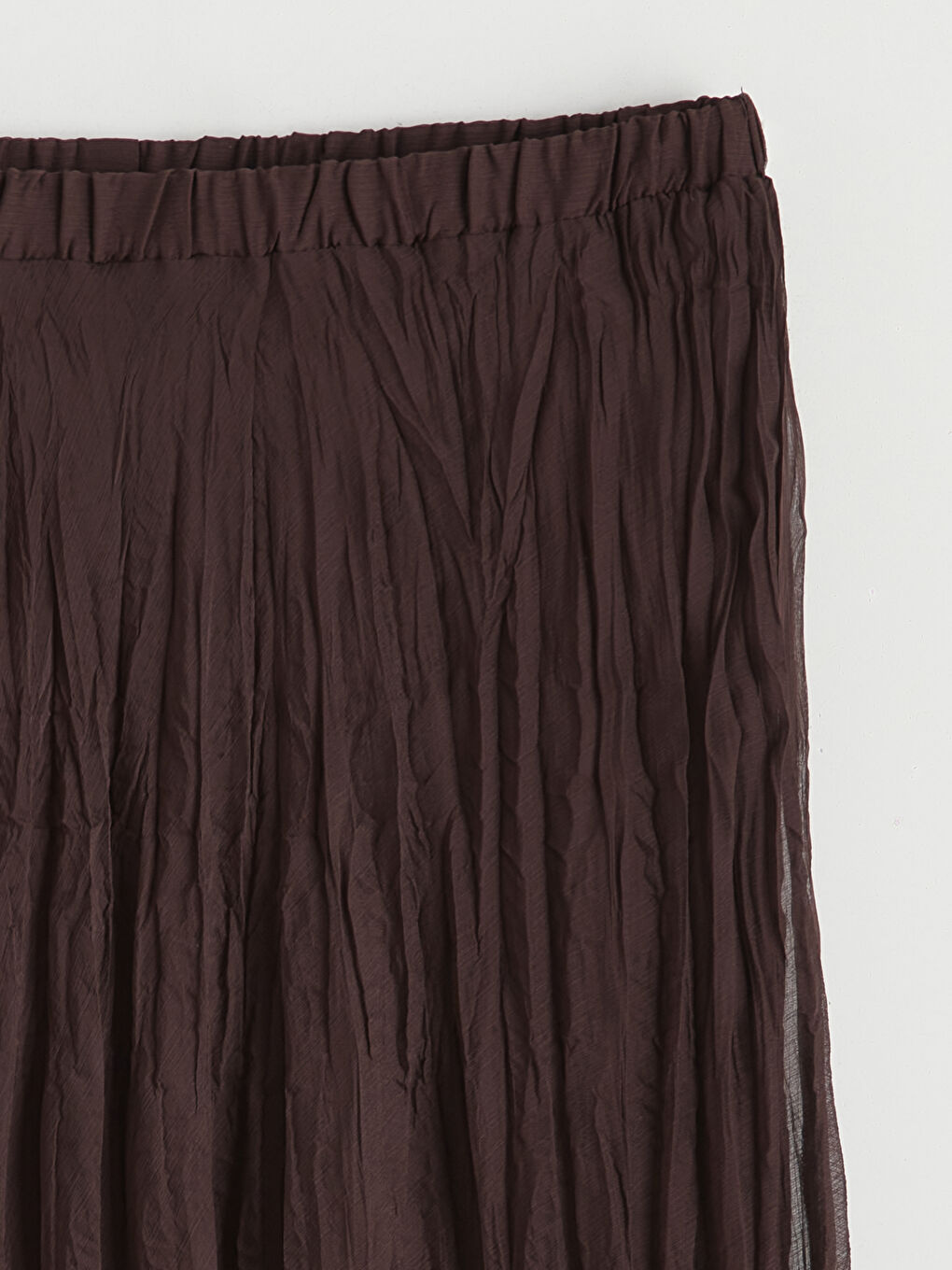 Kahverengi Beli Lastikli Şifon Etek	-5