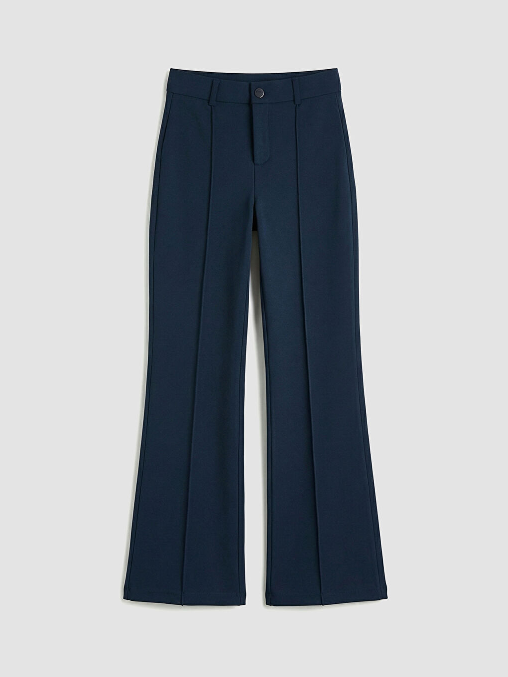 Lacivert Yüksek Bel İspanyol Paça Kadın Pantolon-4