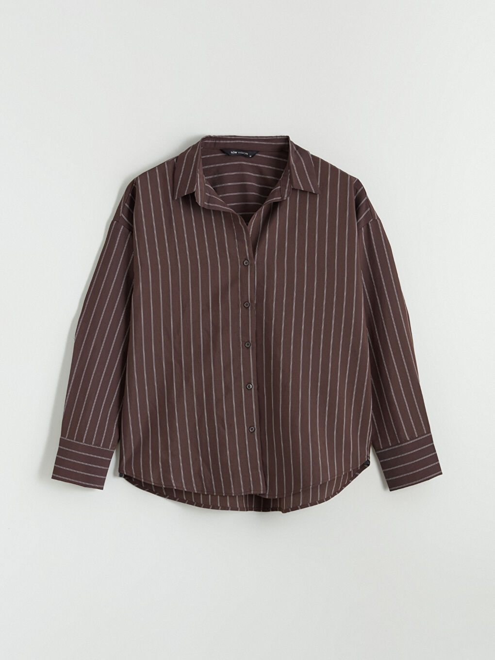 Kahverengi Çizgili Oversize Kadın Gömlek-4