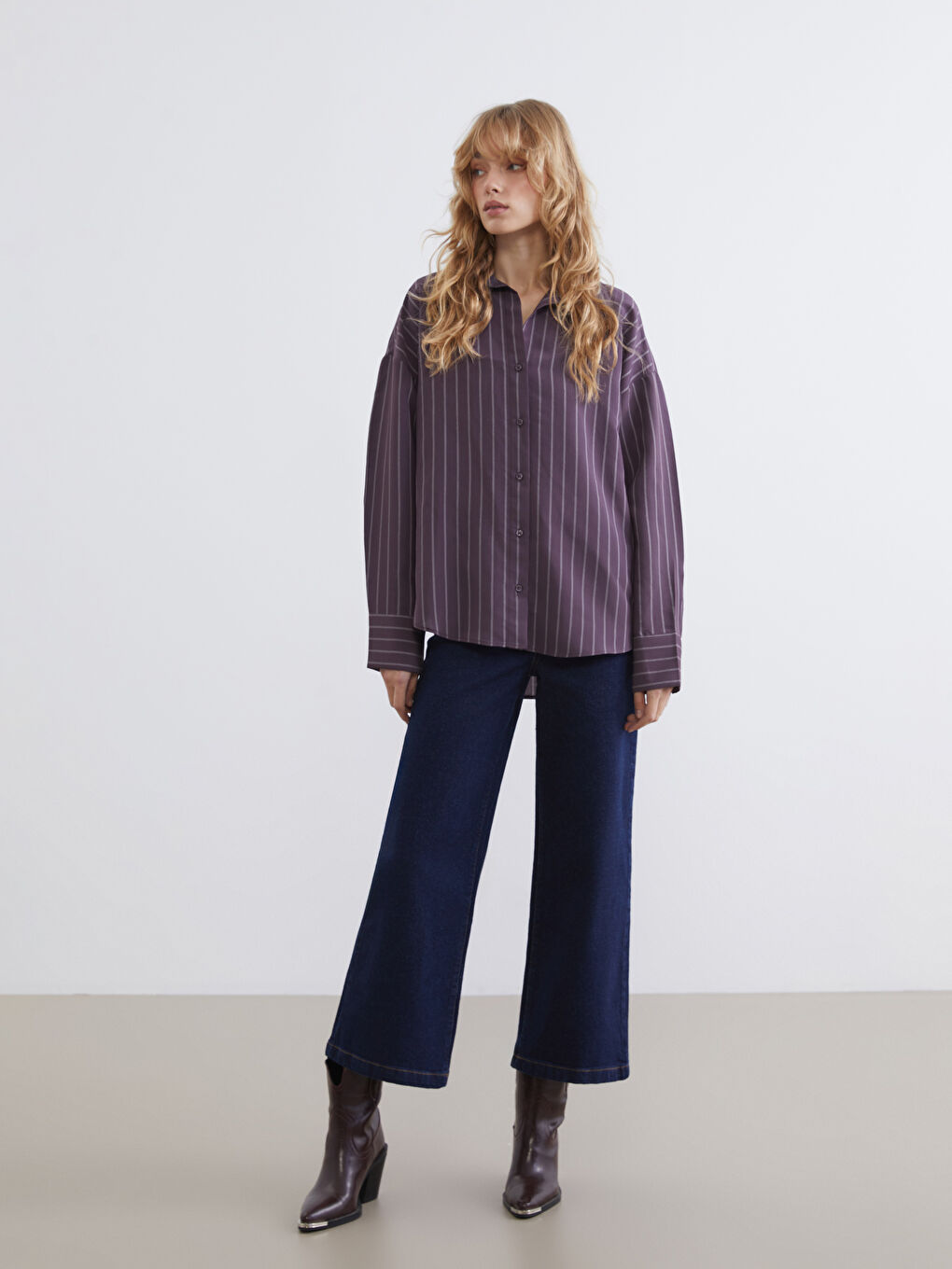 Striped Oversize Women's Shirt-1