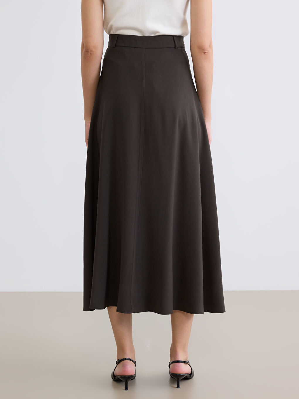 Yeşil Yüksek Bel Pileli Etek-3