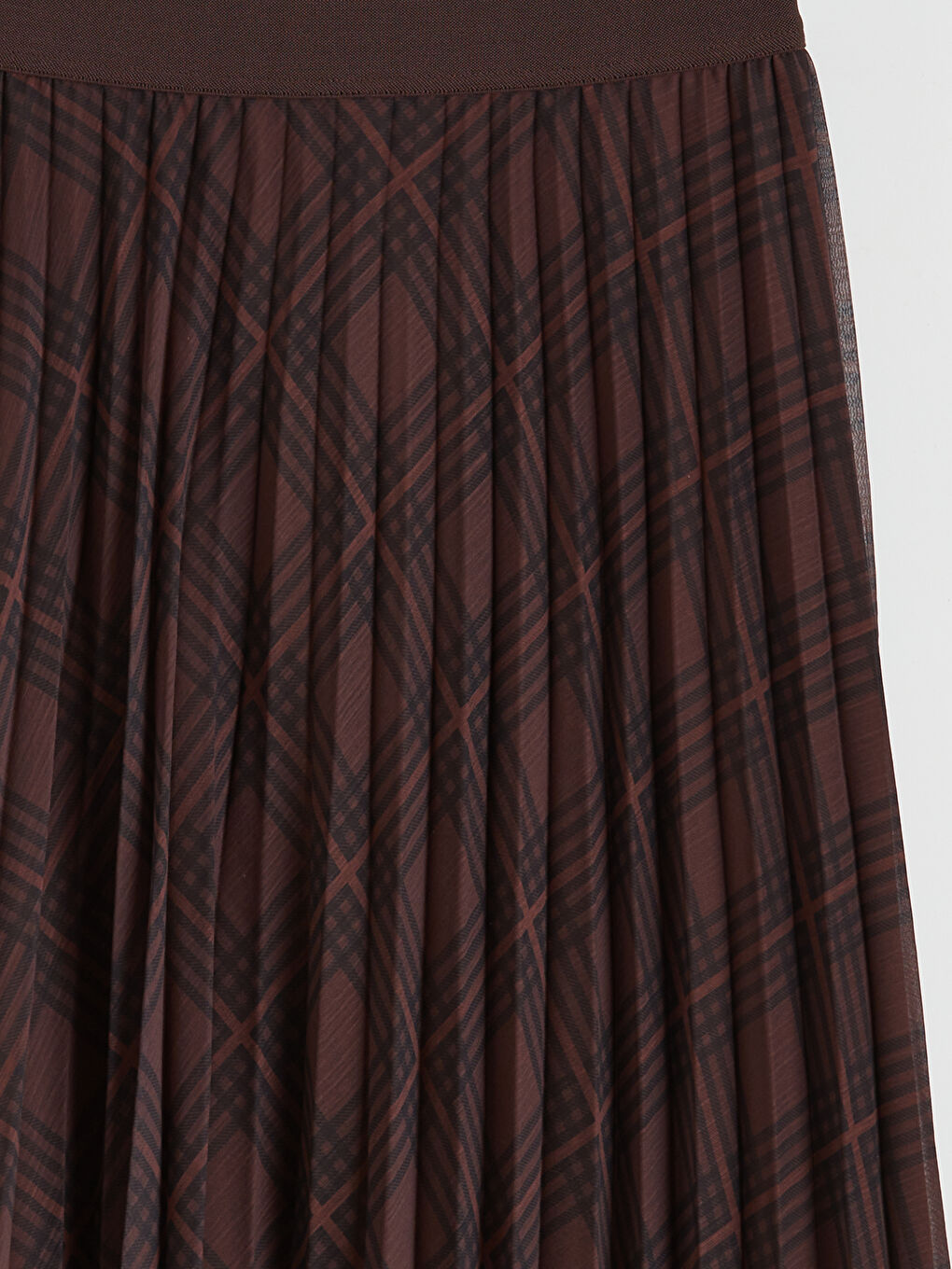 Karışık Beli Lastikli Ekose Desenli Pileli Etek-5