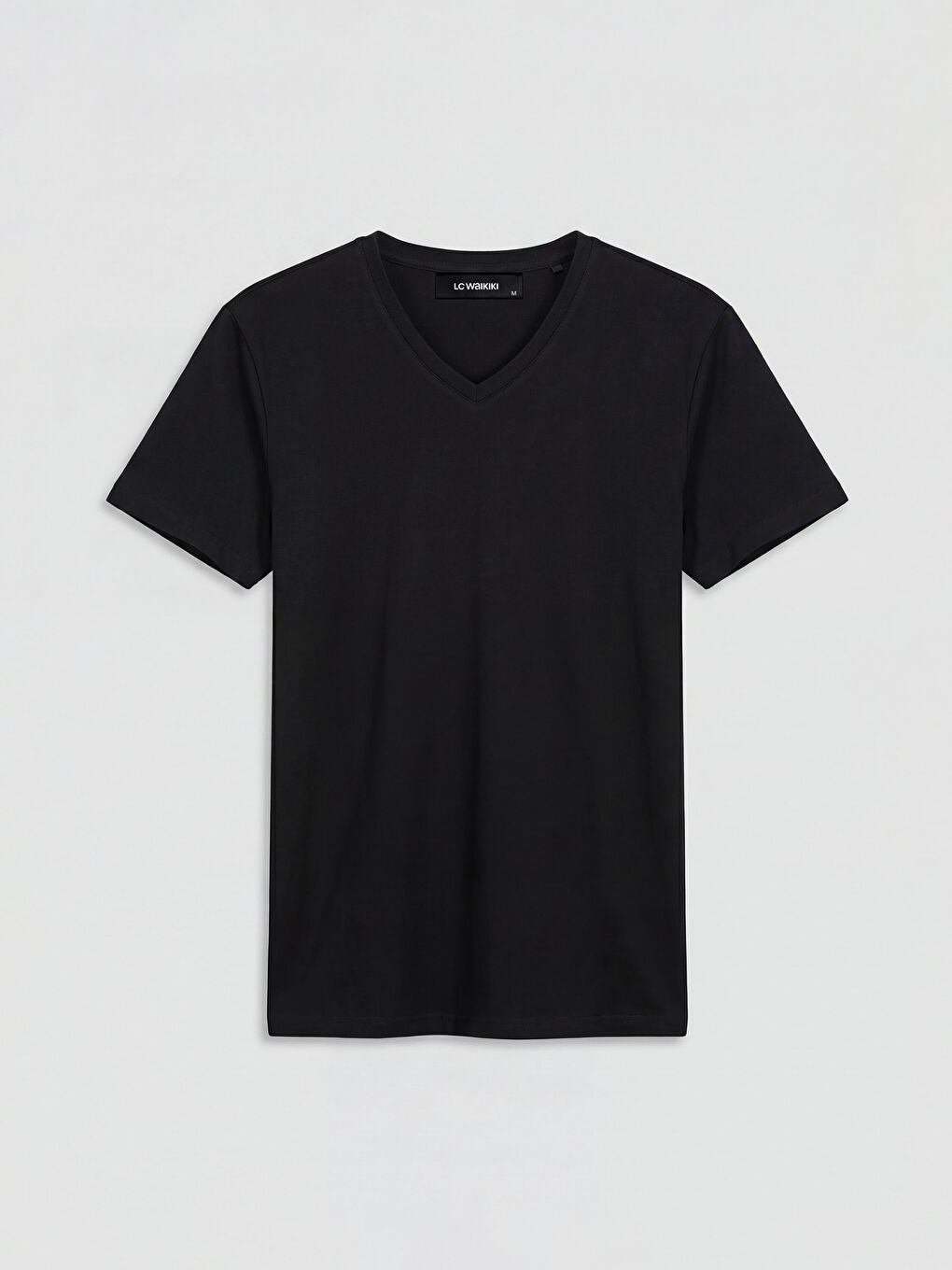 Siyah V Yaka Erkek Tişört-4