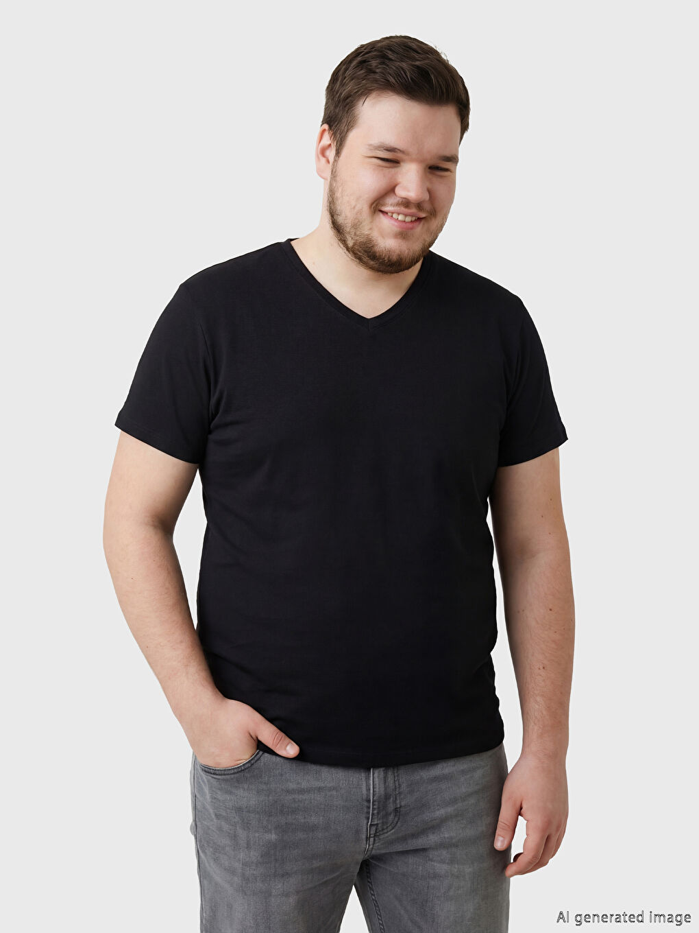 Siyah V Yaka Erkek Tişört
