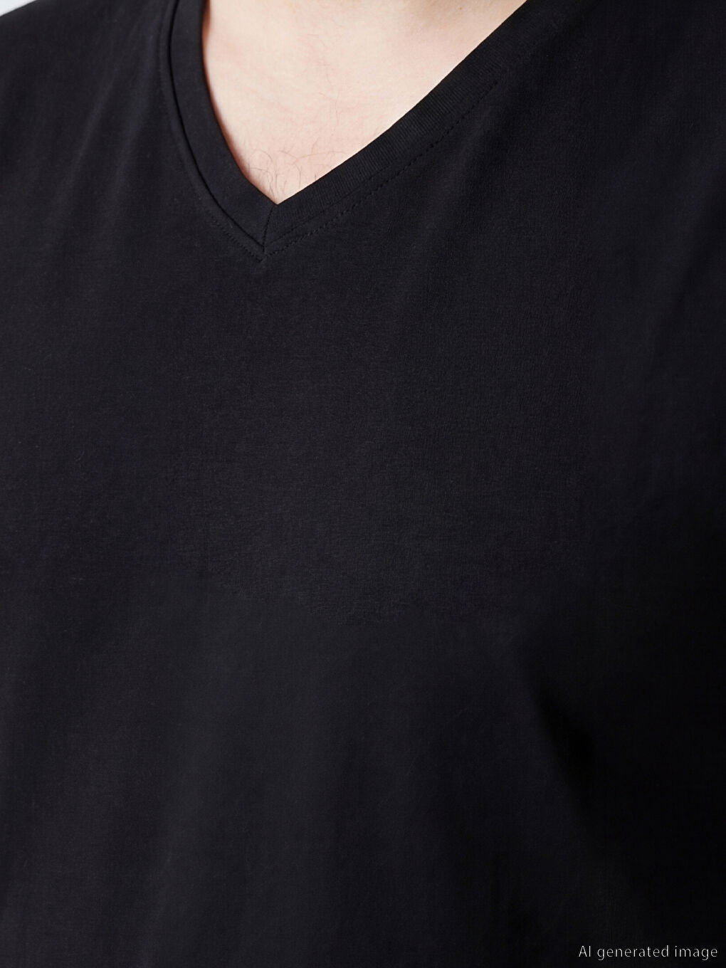 Siyah V Yaka Erkek Tişört-2