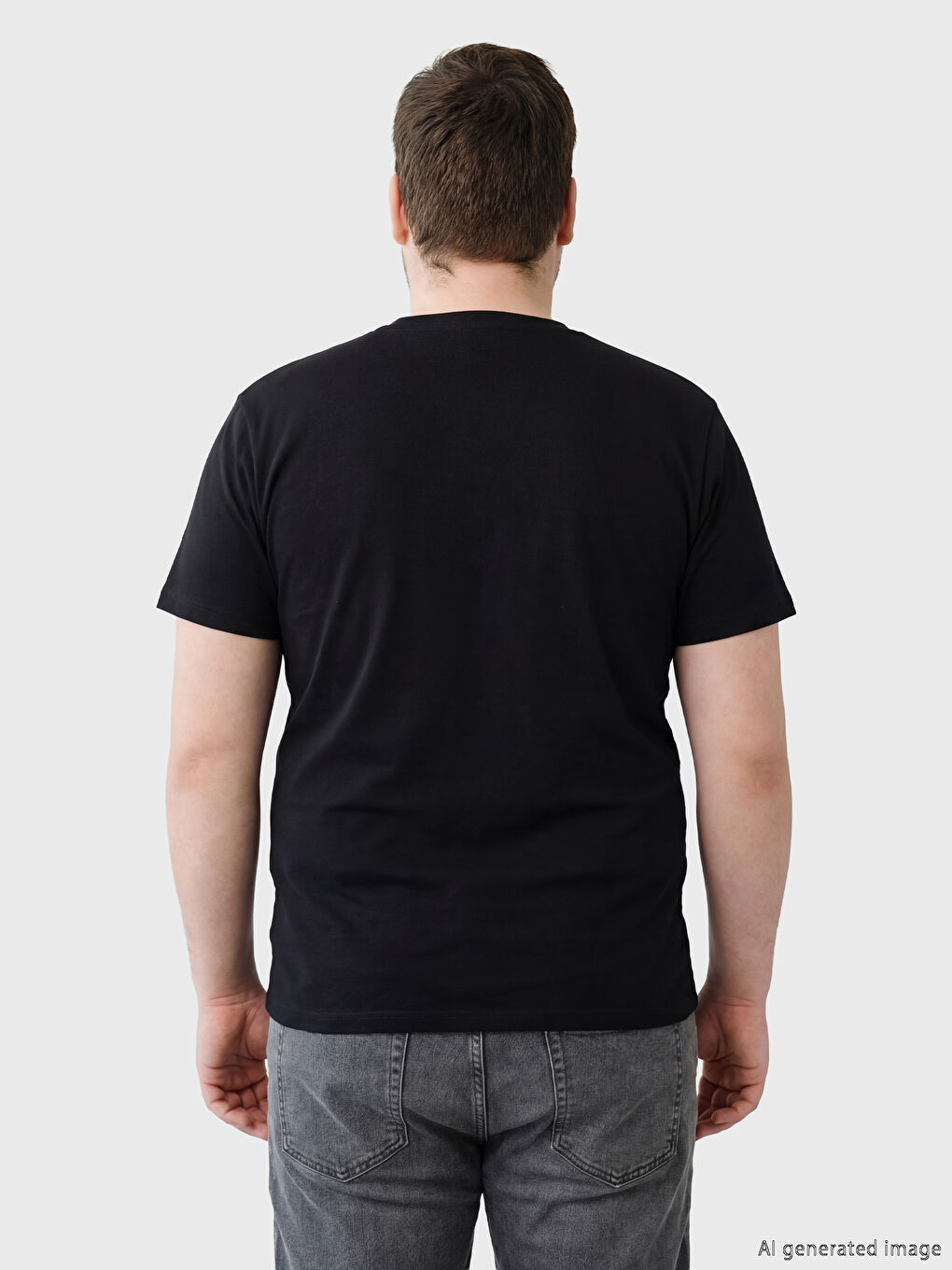 Siyah V Yaka Erkek Tişört-3