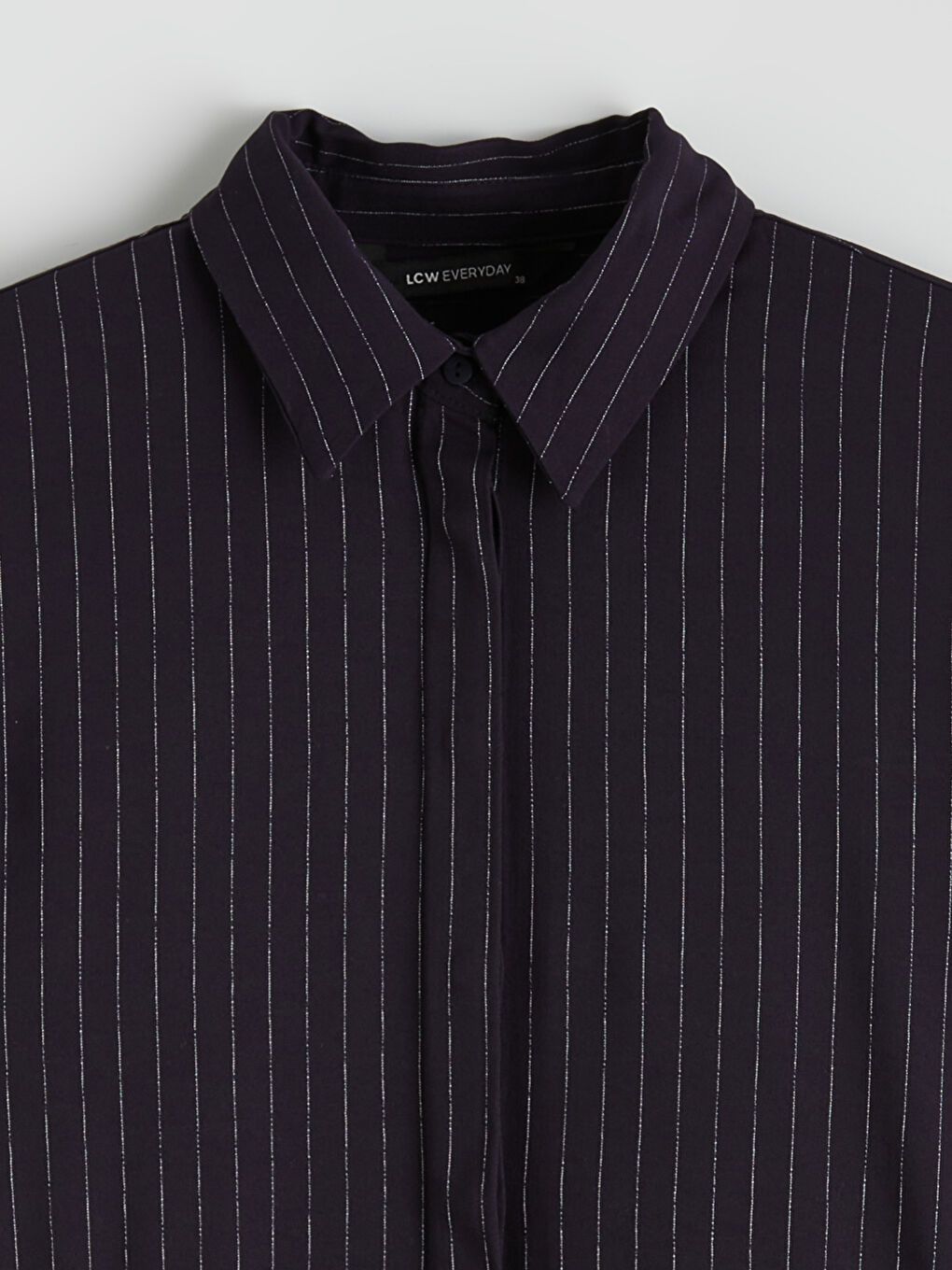 Lacivert Çizgili Bağlamalı Oversize Kadın Gömlek-1