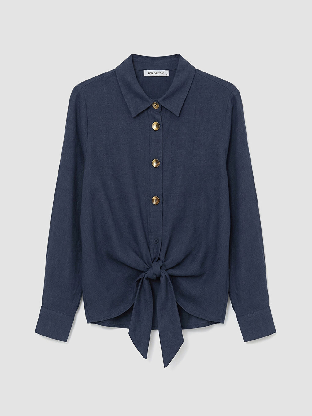 Mavi Önü Bağlamalı Kadın Gömlek
