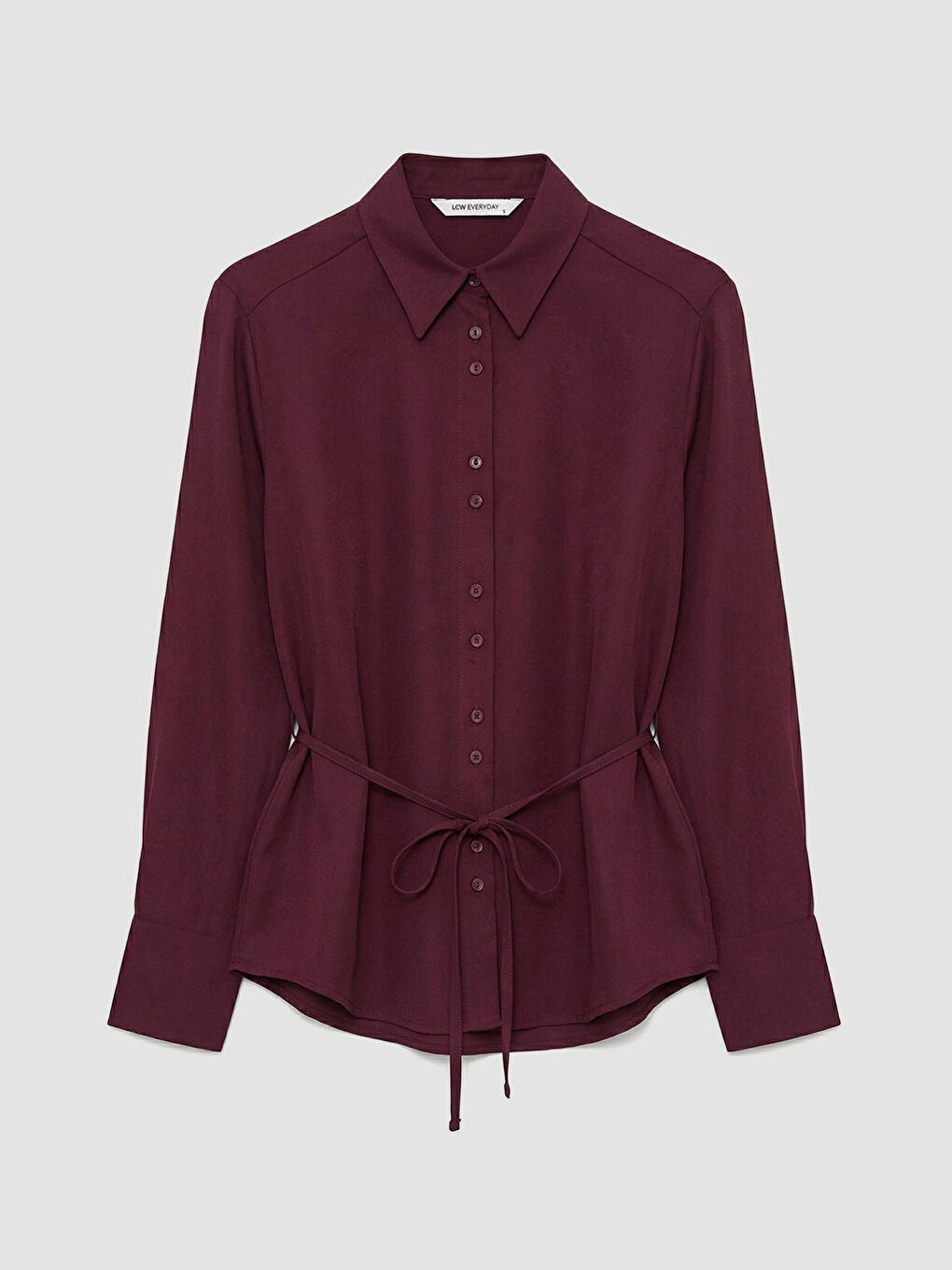 Bordo Beli Bağlamalı Kadın Gömlek