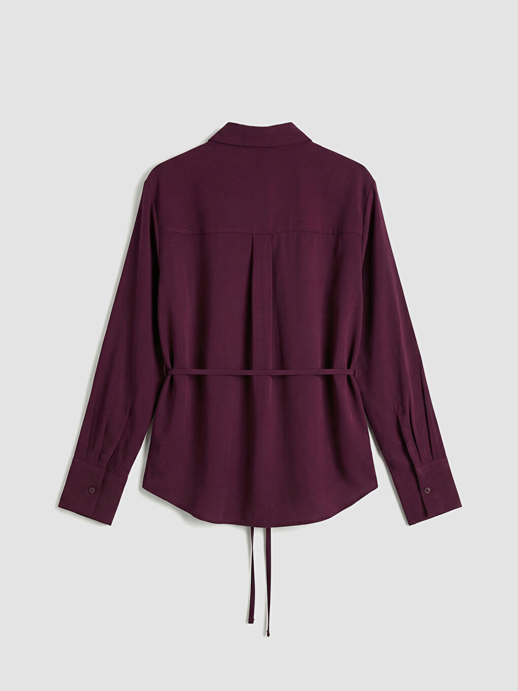 Bordo Beli Bağlamalı Kadın Gömlek-1