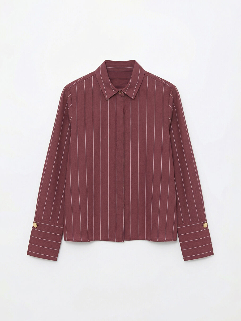 Mürdüm Çizgili Kadın Gömlek