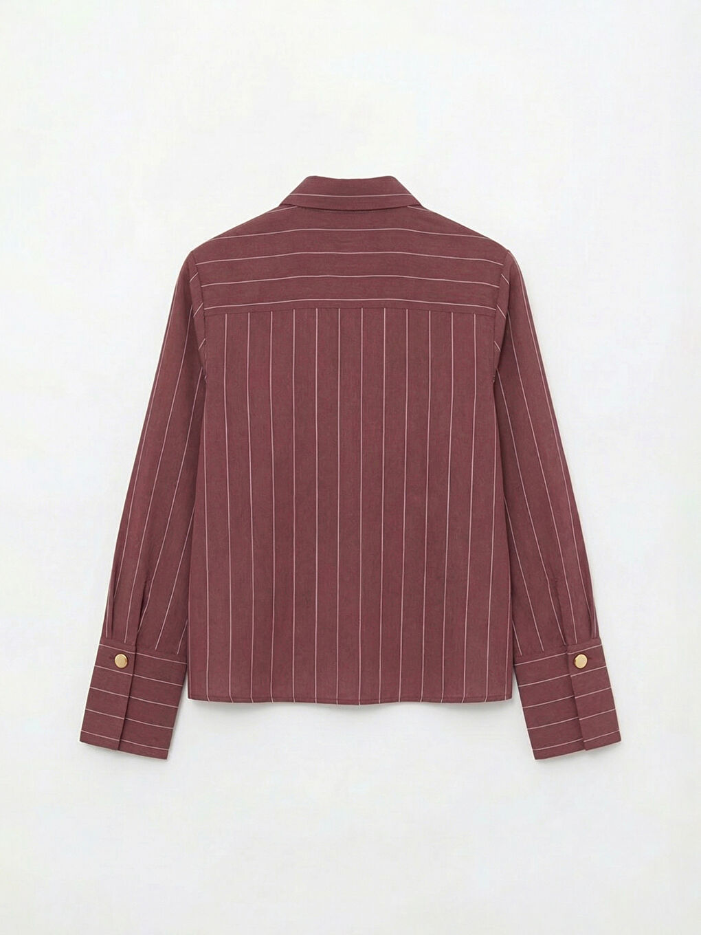 Mürdüm Çizgili Kadın Gömlek-1