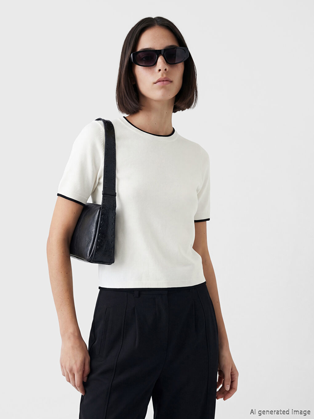 Ekru Bisiklet Yaka Kadın Triko Kazak