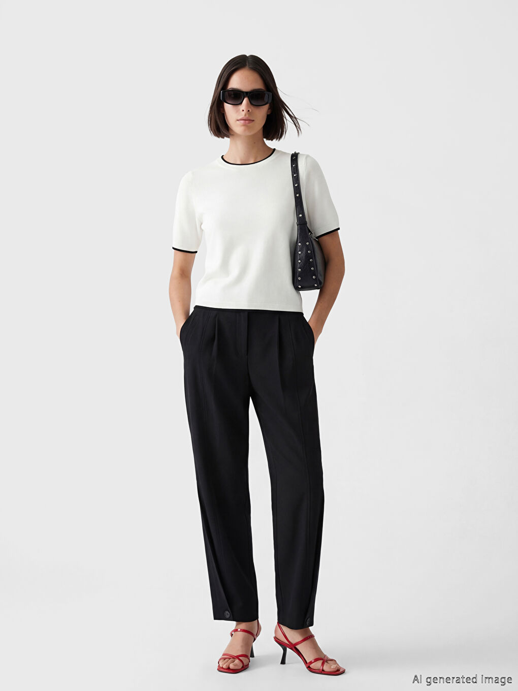 Ekru Bisiklet Yaka Kadın Triko Kazak-1