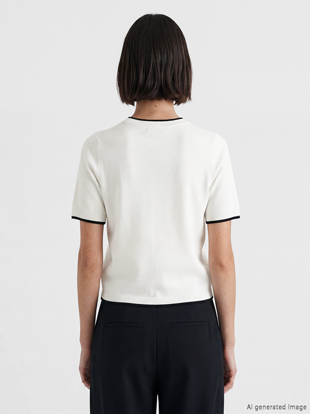 Ekru Bisiklet Yaka Kadın Triko Kazak-3