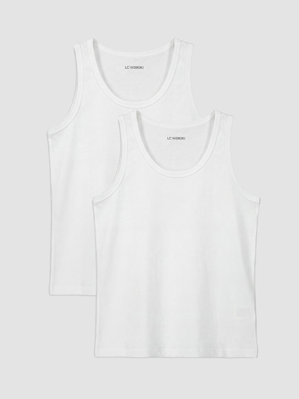 Beyaz Bisiklet Yaka Erkek Çocuk Atlet 2'li