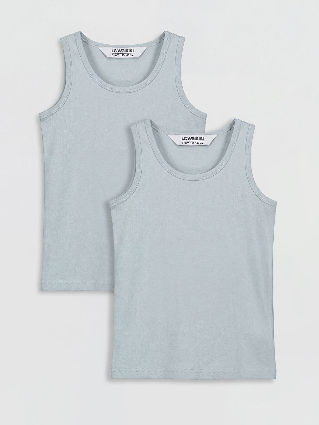 Gri Bisiklet Yaka Erkek Çocuk Atlet 2'li