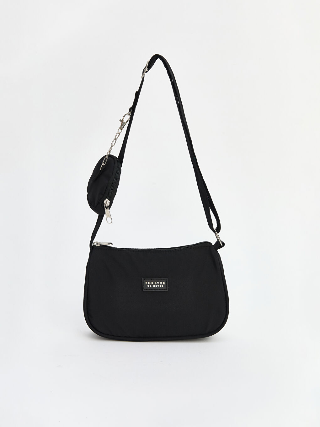 Siyah Deri Görünümlü Kız Çocuk Omuz Çantası