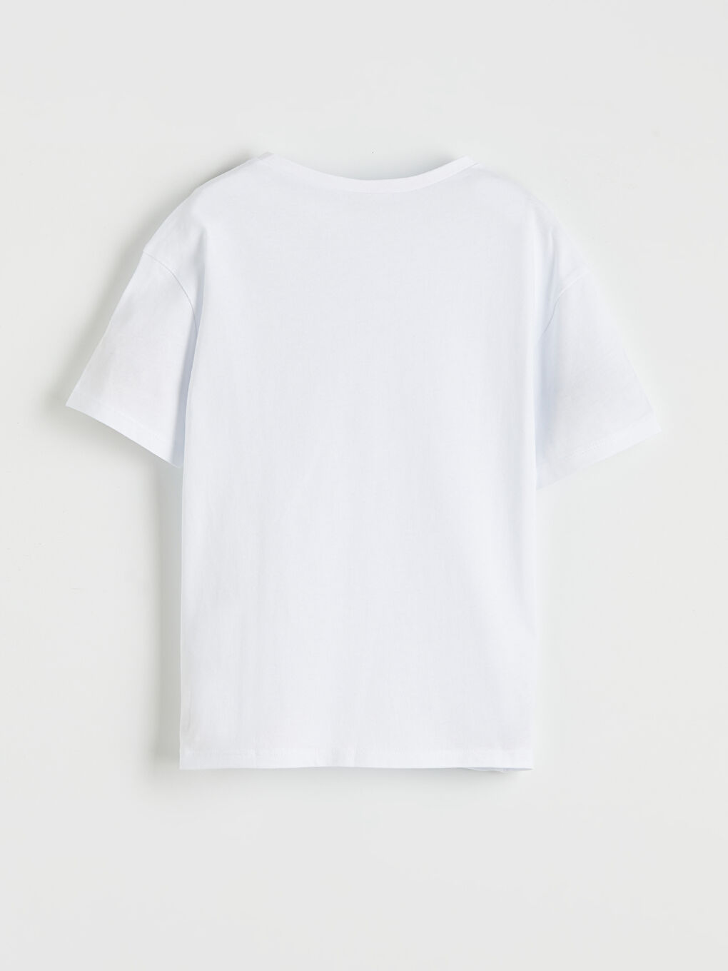 Beyaz Baskılı Kız Çocuk Tişört-1