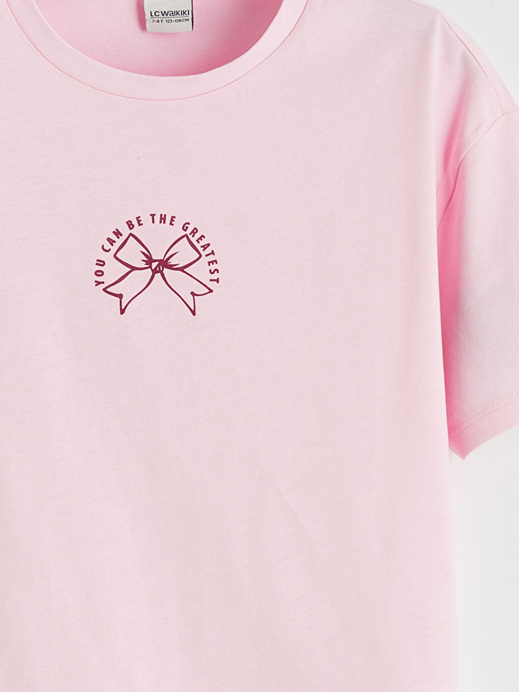 Pembe Bisiklet Yaka Baskılı Kız Çocuk Tişört-2