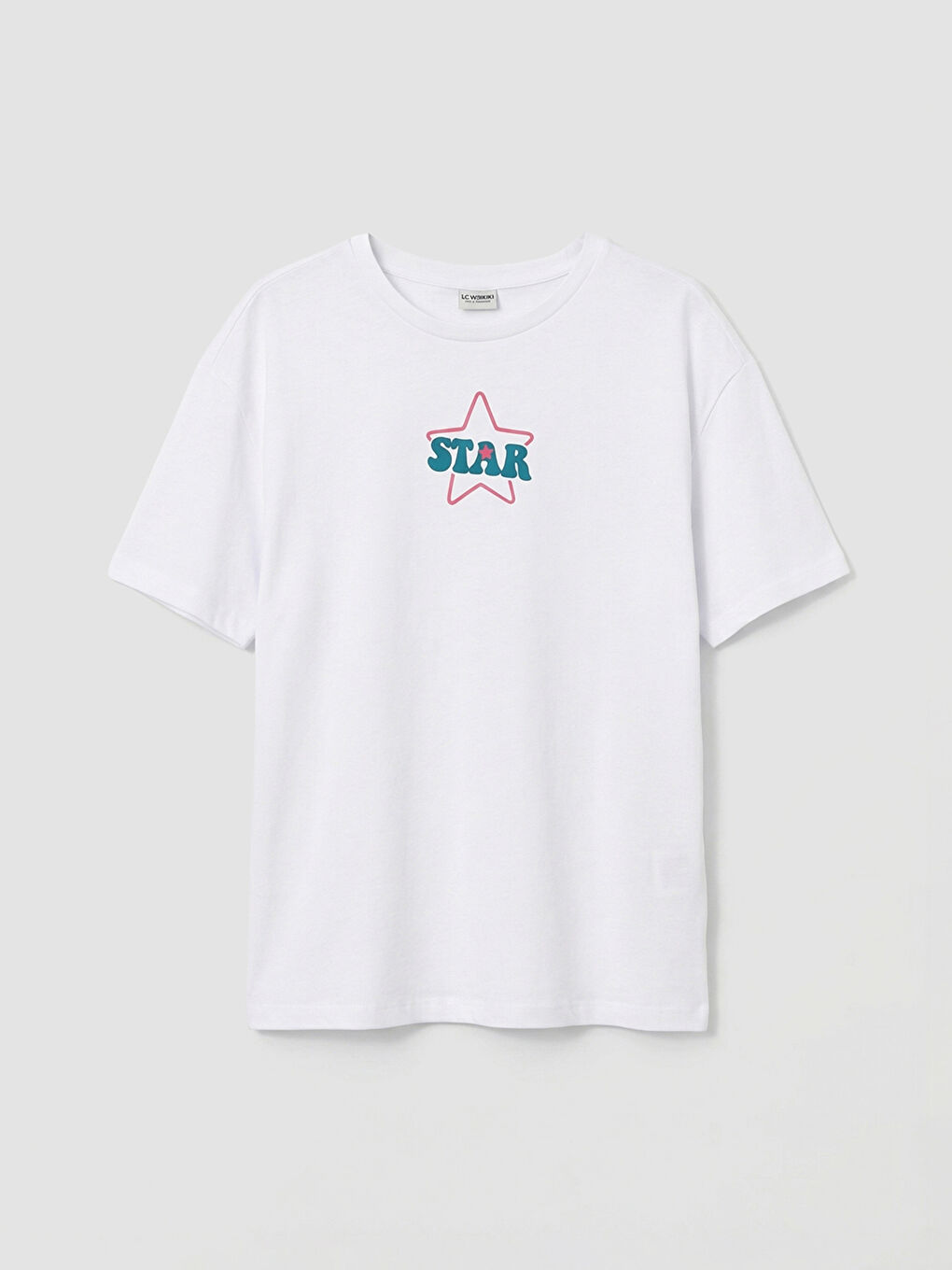 Beyaz Yazı Baskılı Kız Çocuk Tişört