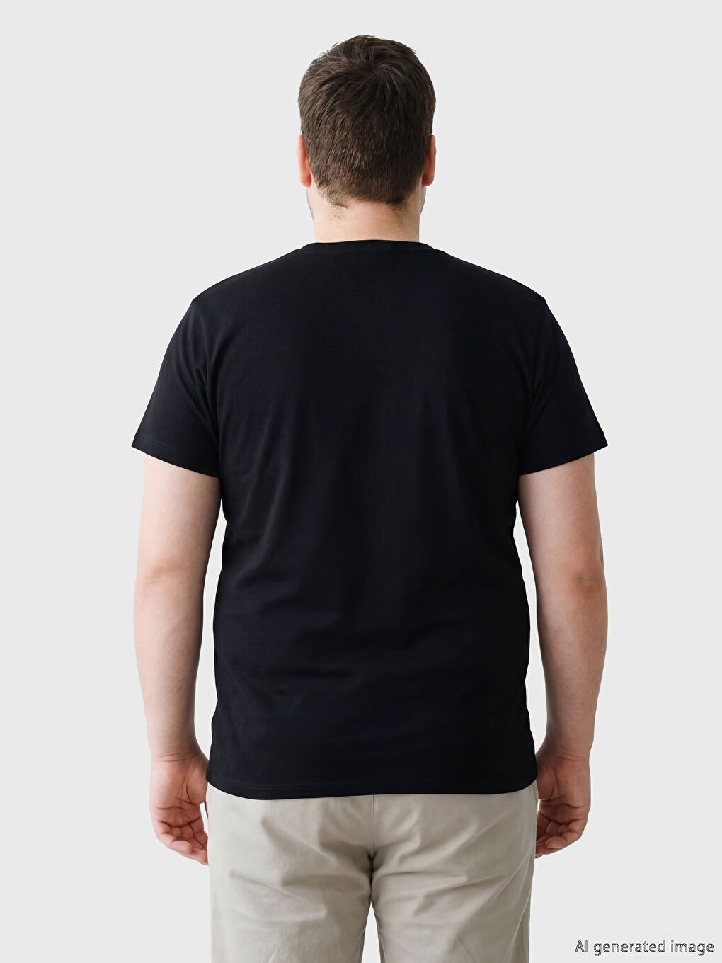 Siyah Bisiklet Yaka Kısa Kollu Erkek Atlet-3