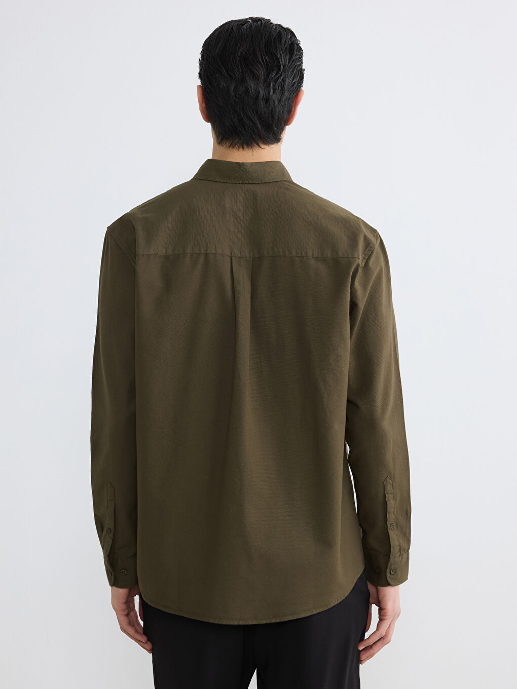 Haki Regular Fit Oxford Erkek Gömlek-6