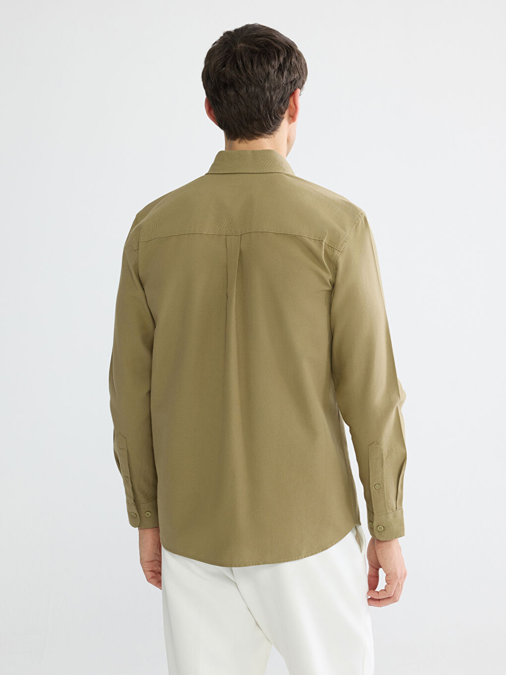 Haki Regular Fit Oxford Erkek Gömlek-3