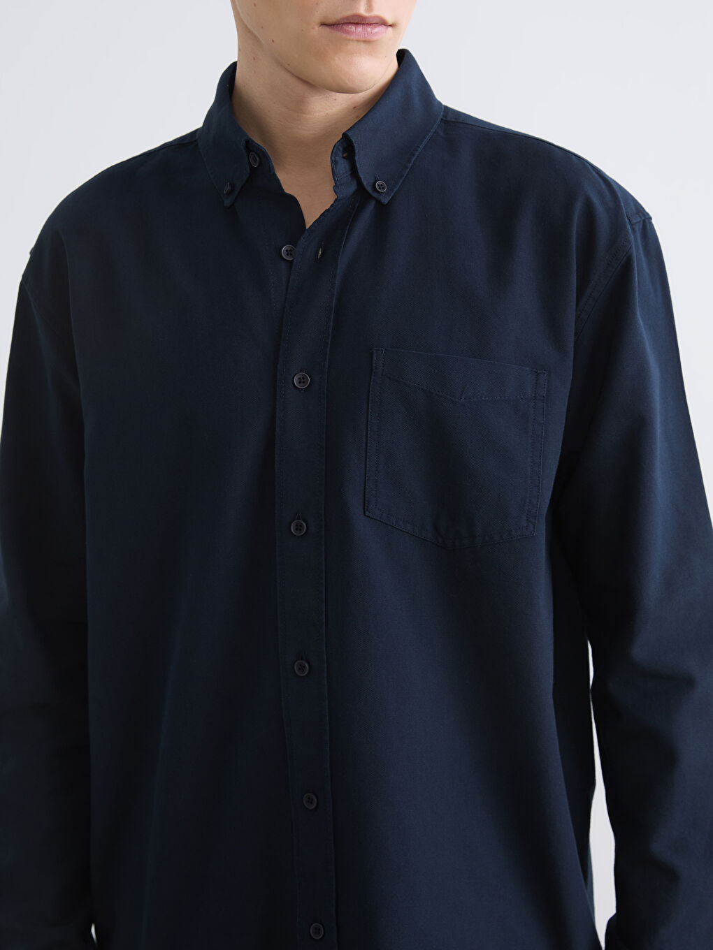 Lacivert Regular Fit Oxford Erkek Gömlek-2