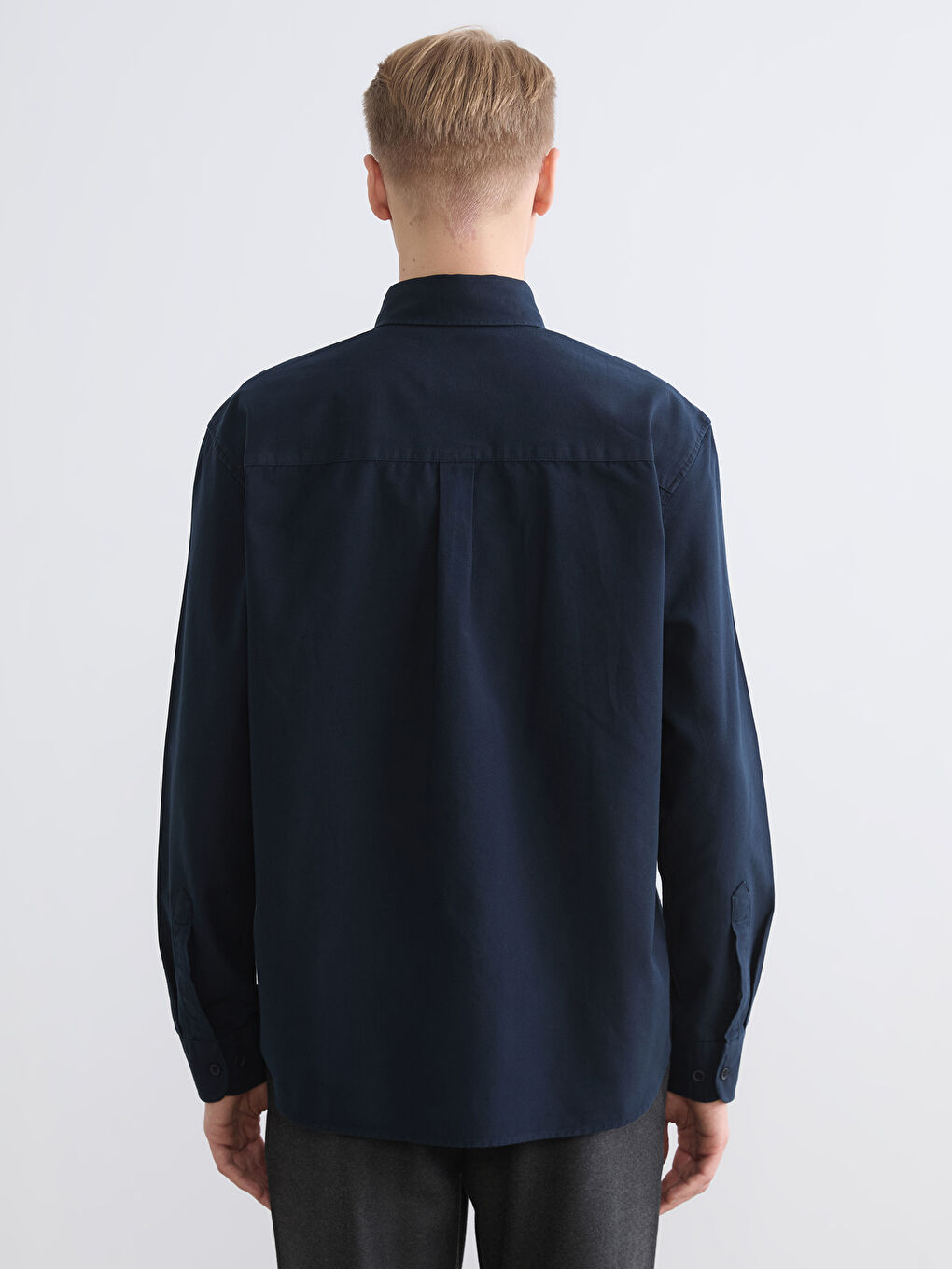 Lacivert Regular Fit Oxford Erkek Gömlek-3