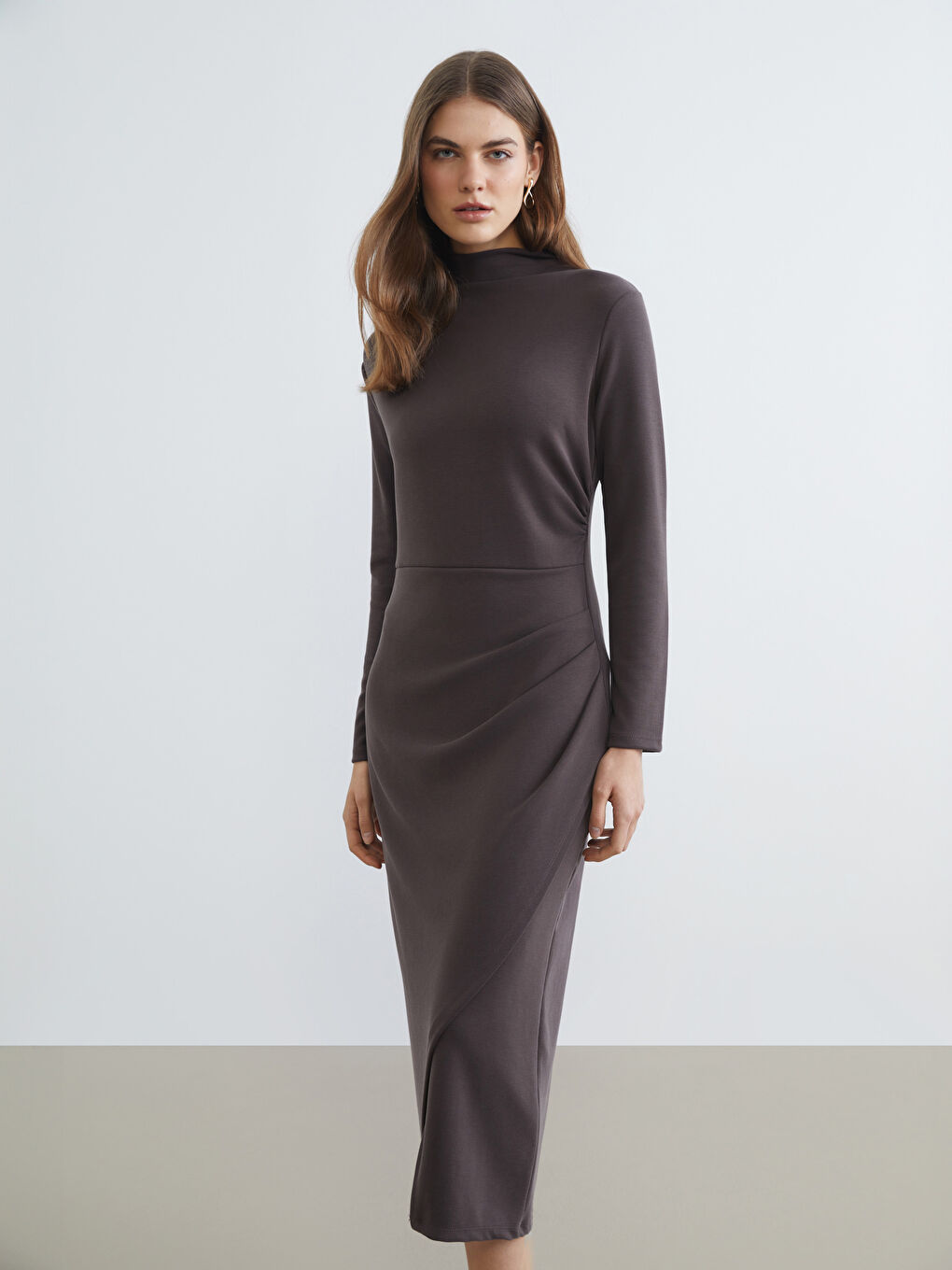 High-Neck Ruched Dress-1
