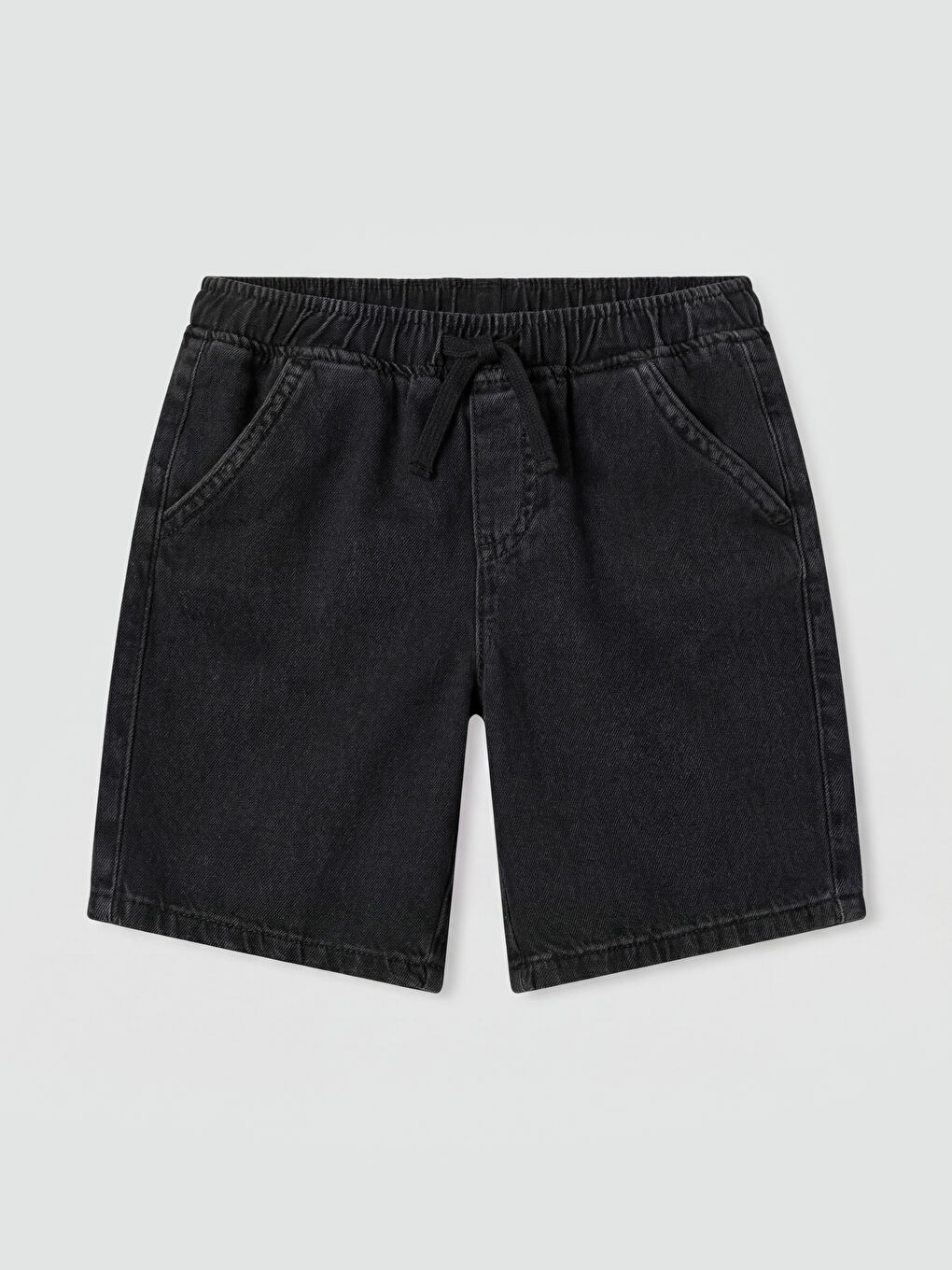 Siyah Beli Lastikli Erkek Çocuk Jean Şort