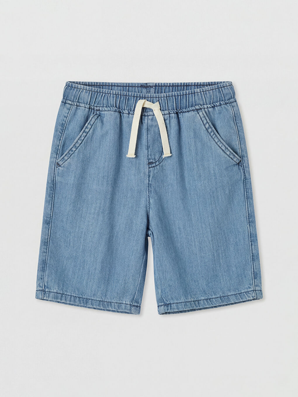 İndigo Beli Lastikli Erkek Çocuk Jean Şort