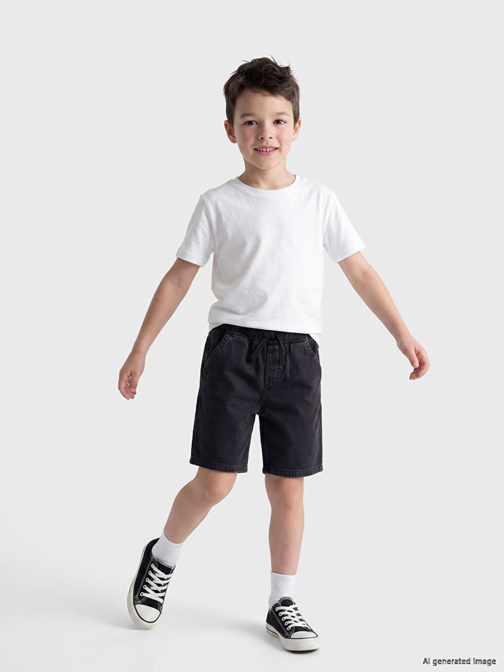 Pantaloni scurți din denim pentru băieți cu talie elastică
