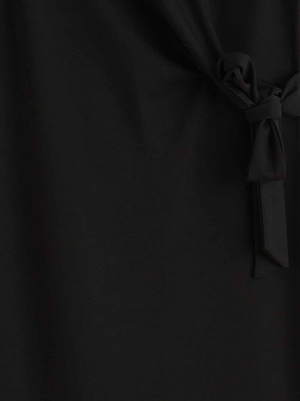 Siyah Bisiklet Yaka Bağlamalı Elbise-5